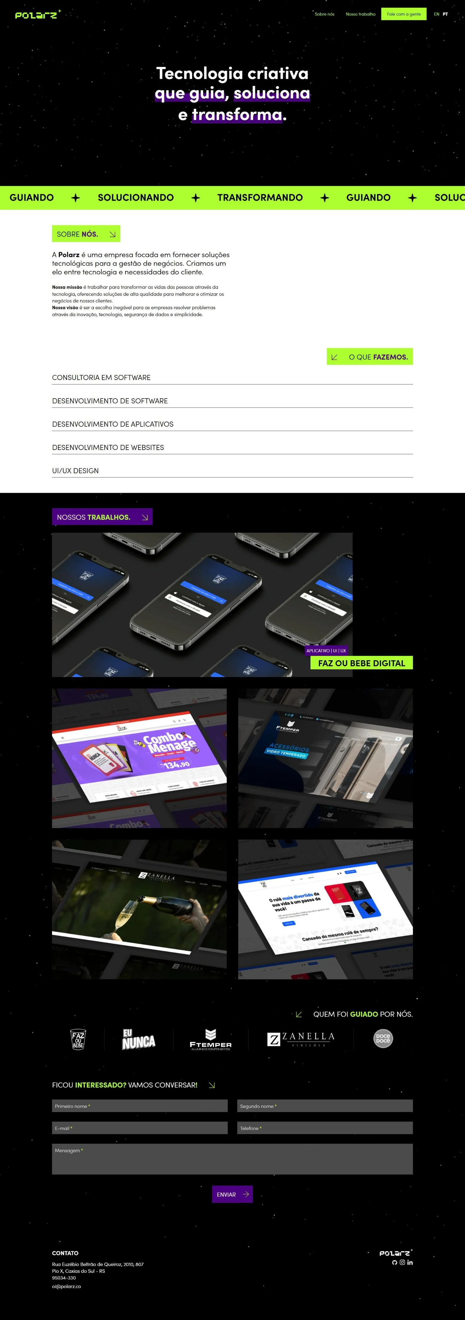 Polarz website, full page