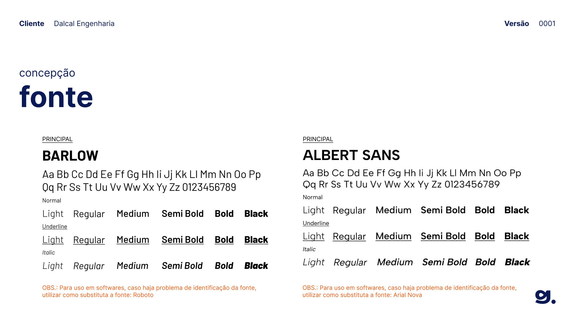 Tipografia: Barlow e Albert Sans
