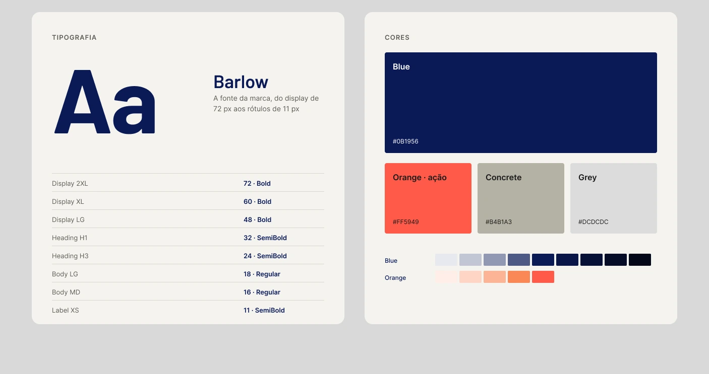 Tipografia e cores do design system da Dalcalc