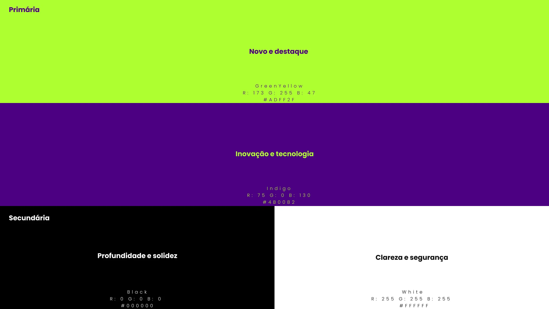 Colors: GreenYellow, Indigo, black and white