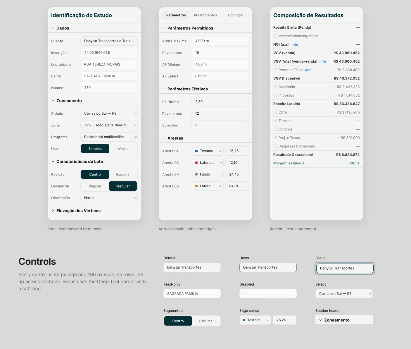 Right sidebar panels and controls