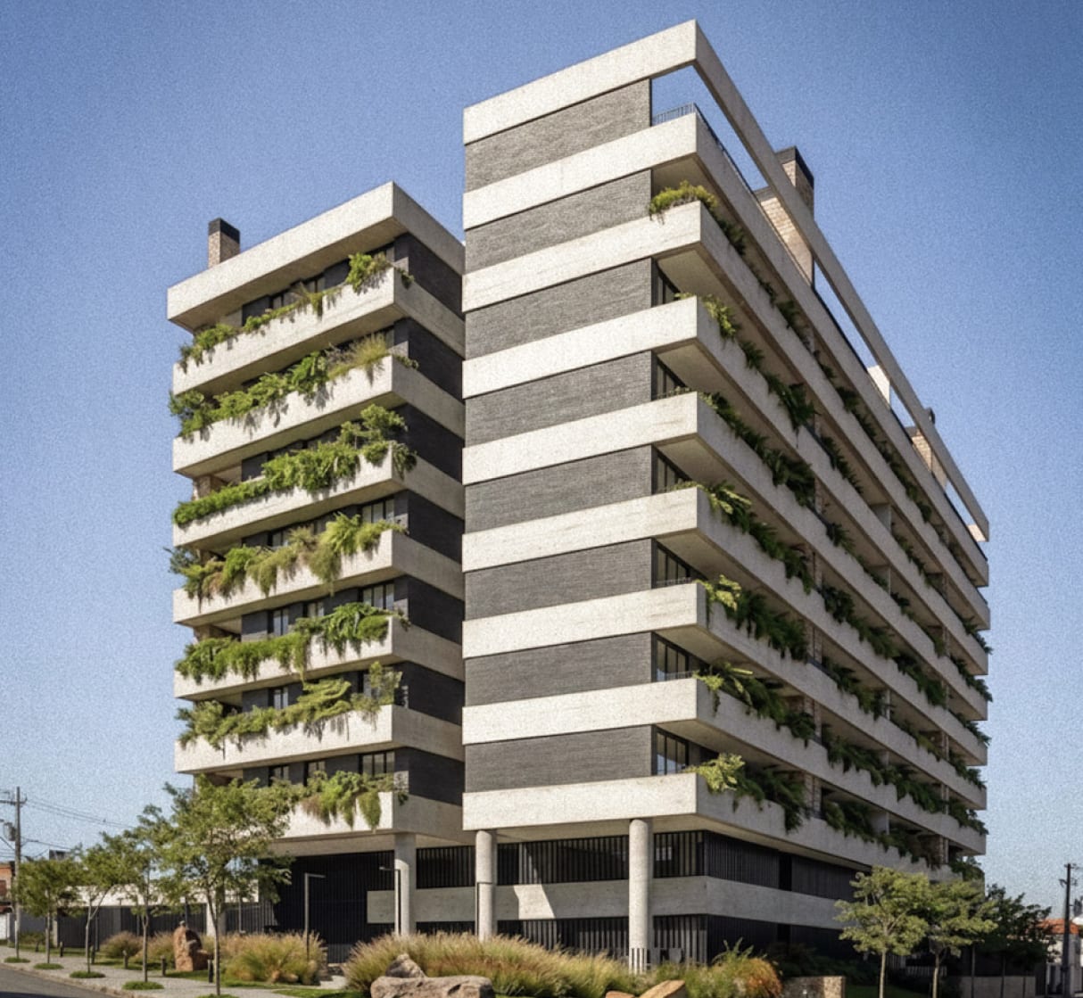Edifício de uso misto Weefor com fachada verde